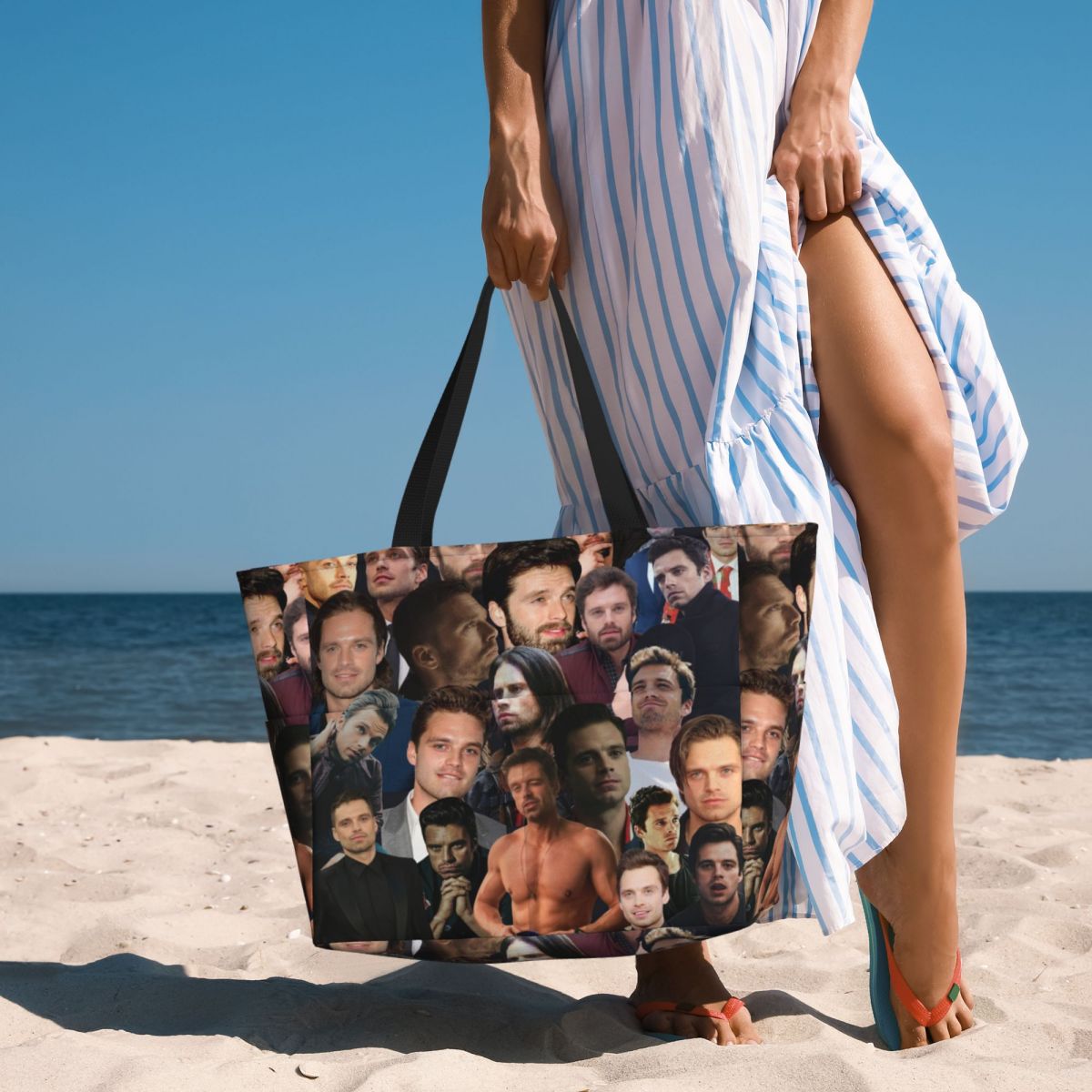 Yoga Fitness Gym Photos - Sebastian Stan-Bolso de playa con Collage