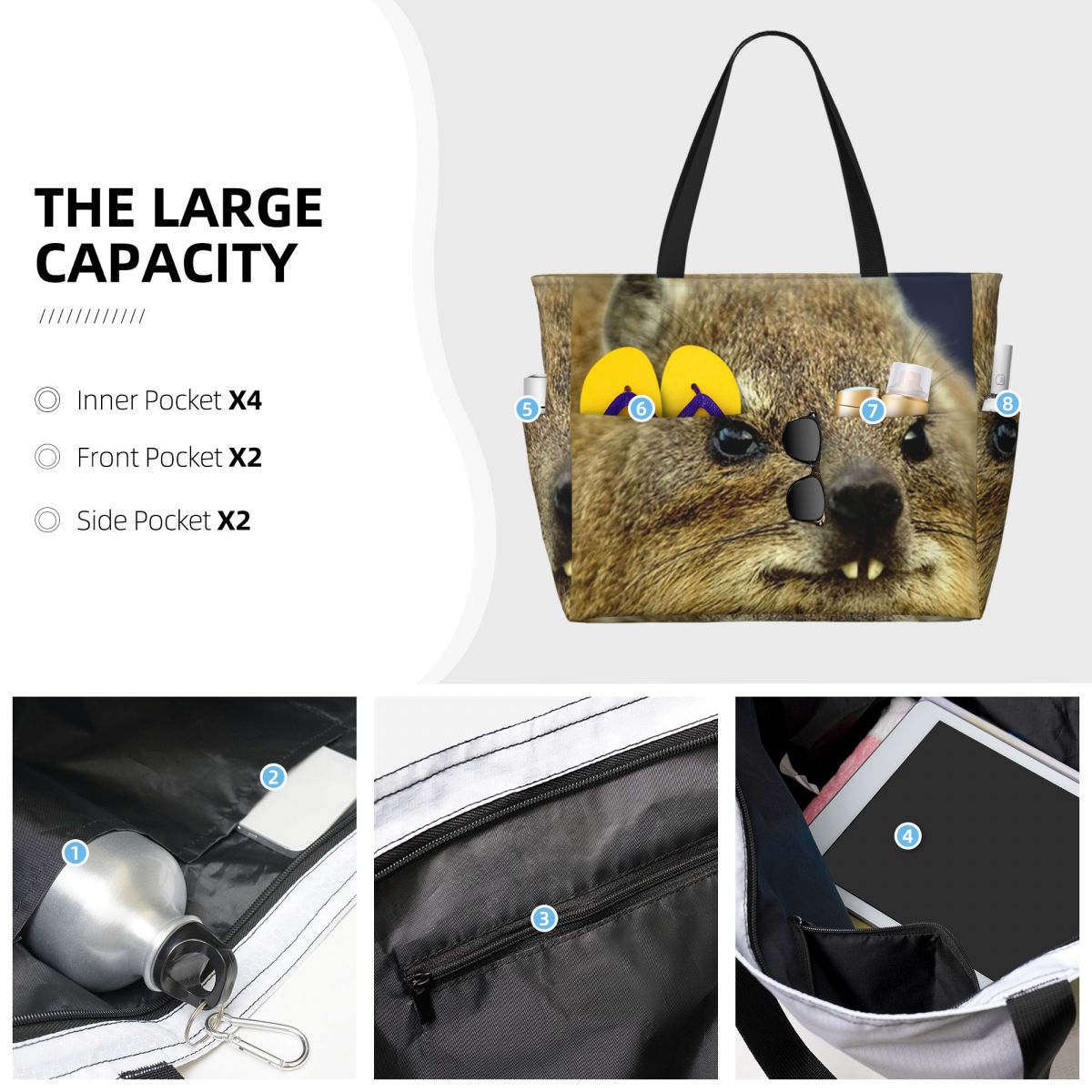 Rock Hyrax Photo Beach Tote Ba - Yoga Fitness Gym Photos reseña y precio