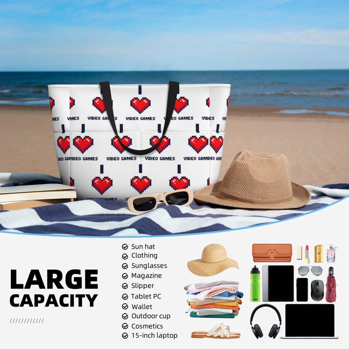 Bolso de playa I Heart Video G - Yoga Fitness Videos Free reseña y precio